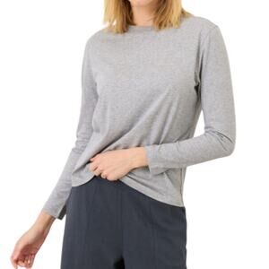 Pact Organic Cotton Tee Long Sleeve Heather Gray Crew Neck T-Shirt Soft Medium